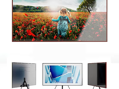 Televisions With Unique Designs Displaying Vivid Scenes From Multiple Angles 3d model