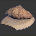 Rustic Artisan Bread On Wooden Plate With Sesame Seeds And Texture