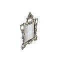 Ornate Vintage Rectangular Mirror With Intricate Carved Silver Frame And Decorative Details