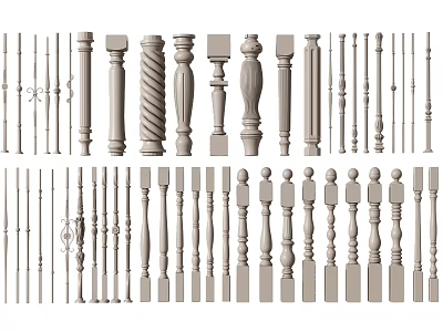 Variety Of Baluster Designs For Railing Decor 3d model