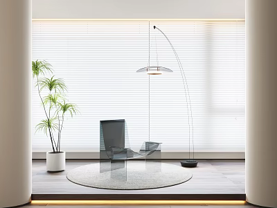 Leisure Chair Green Plant Floor Lamp Dream Curtain Leisure Chair Combination 3d model