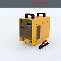 Yellow Industrial Welding Machine with Black Handles Control Panel and Red Clamp 3d model