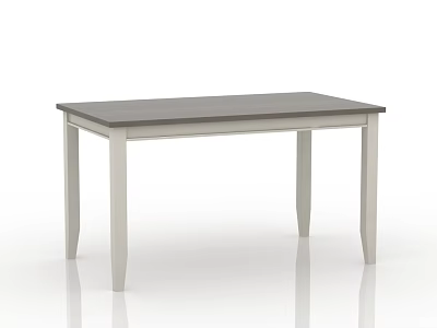 Minimalist Modern Dining Table With Grey Wooden Top And White Slim Legs Design 3d model
