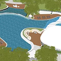 Outdoor Swimming Pool Area Landscape Design With Lounge Chairs Trees And Recreational Facilities