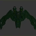 Futuristic Teal Spaceship 3D Model With Glowing Green Lines And Intricate Design