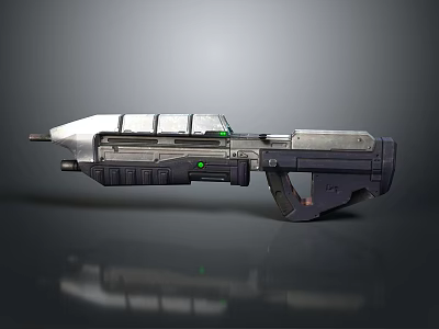 Futuristic Sci Fi Weapon With Metallic Silver Black Body And Green Accents 3d model