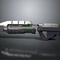 Futuristic Sci Fi Weapon With Metallic Silver Black Body And Green Accents