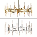 Modern Geometric Chandelier With Gold And Silver Frame And Vertical Light Elements 3d model