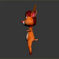 Cartoon Deer Character With Antlers Pink Ears Red Eyes Collar And Outstretched Arms