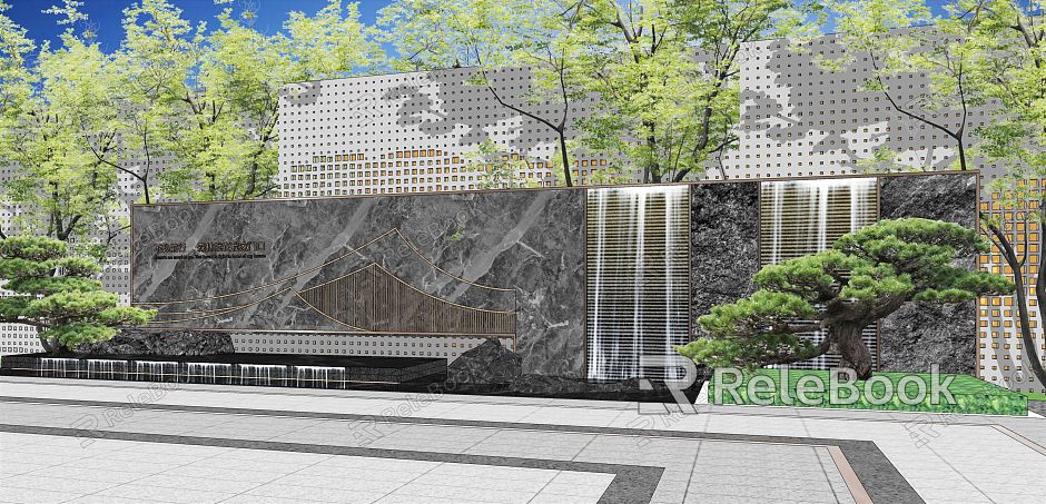 New Chinese style landscape sketch landscape waterscape water curtain wall demonstration area landscape sketch model