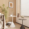 Stylish Living Room Interior With White Side Table Green Plants And Decorative Items