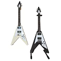 Black And White V Shaped Electric Guitars Musical Instruments With Stand Design