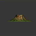 Modern 3D Volcano Model with Square Base Green Surrounding and Textured Landscape 3d model