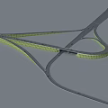 Modern Interchange Bridge with Curved Structure and Illuminated Lanes Design 3d model