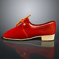Red Suede Casual Shoes with Orange Laces and Light Colored Flat Sole