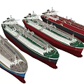 Four Varied Design Cargo Ships In Different Colors