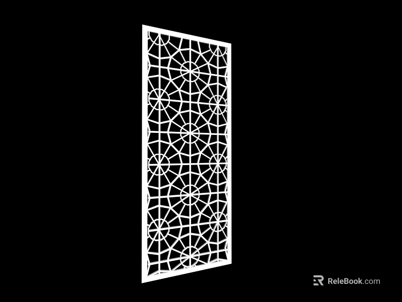Modern White Decorative Room Divider With Intricate Geometric Laser Cut Pattern Design 3d model