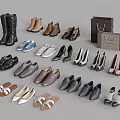 Diverse Stylish Shoes Collection Featuring Boots Sneakers Heels Flats Sandals And Shopping Bags