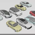 Various Modern Cars In Yellow Red Blue And White With SUVs Sedans And Sports Models
