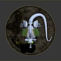 Metallic Cyber Rat With Glowing Green Eyes And Oil Drums Leaking Green Liquid