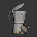 Metallic Moka Pot Kitchen Essential With Handle And Top Lid For Home Coffee Brewing