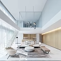 Modern Duplex Living Room With Staircase Light Fixtures And Modern Furniture