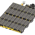 Modular Automated Industrial Conveyor System With Black Modules Yellow Connectors And Electronic Components