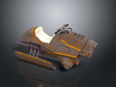 Rusty Vintage Motorcycle With Orange Lines White Seat And Unique Retro Design 3d model