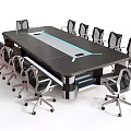 Modern Office Conference Table And Chair Set With Mesh Back Rolling Chairs