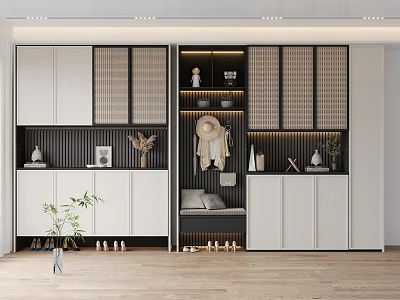 Modern Entrance Cabinet Shoe Cabinet Combination 3d model