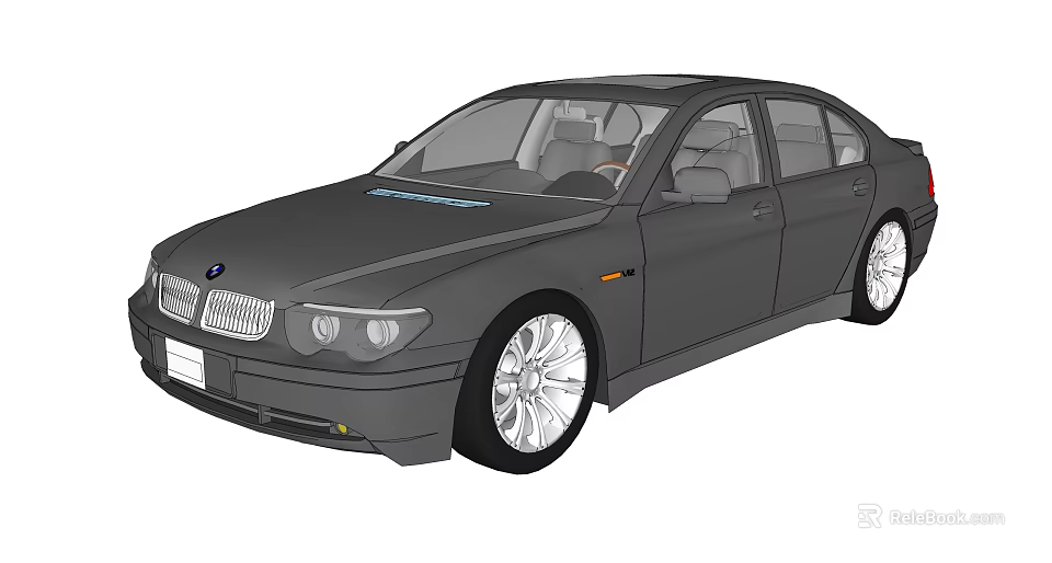 Sleek Gray Luxury Sedan Featuring Front Grille Design And Alloy Wheels 3d model 