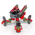 Green And Red Mechanical Robot Toy With Multiple Legs And Complex Structure