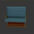 Modern Teal Leather Public Chair With Wooden Arms And Stitched Details