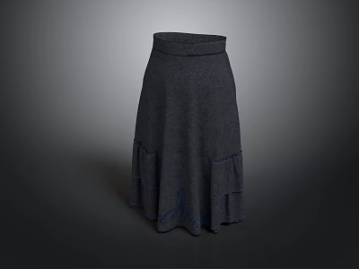 Gray Knit Skirt With Ruffled Hem For Casual Elegant Daily Wear 3d model