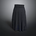 Gray Knit Skirt With Ruffled Hem For Casual Elegant Daily Wear