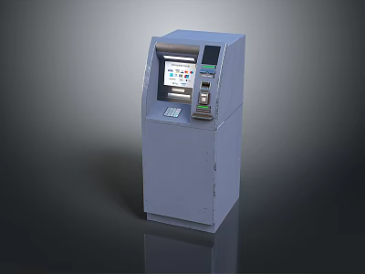 Modern Standalone ATM Machine With Interactive Screen And Card Reader Interface 3d model