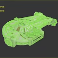 Detailed White Sci Fi Spaceship Model With Red Stripes Cockpit And Engines