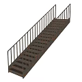 Staircase With Black Metal Railings And Dark Steps For Modern Interior Design