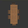 Foldable Wooden Dining Table With Six Chairs And Grid Pattern Surface For Outdoor Use