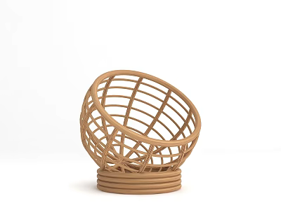 Handmade Wicker Decorative Item With Round Woven Structure And Solid Base 3d model