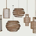 Stylish Wooden Pendant Lights With Woven Patterns Round Shapes And Layered Designs
