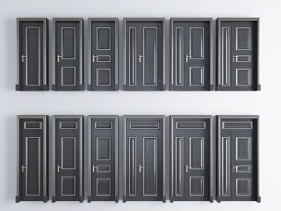 Modern swing door solid wood baking paint tracing gold door single door sub-mother door combination 3d model