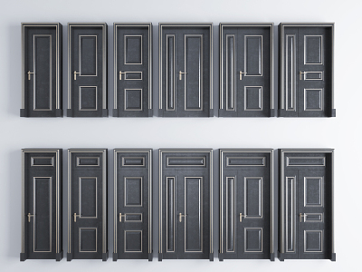 Modern swing door solid wood baking paint tracing gold door single door sub-mother door combination 3d model