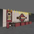 Elegant Jewelry Store Interior With Red Display Counters Flower Shaped Wall Decor And Recessed Lighting