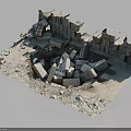 Detailed Ruined Stone Scene Components With Broken Blocks And Scattered Debris