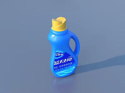 Blue Laundry Detergent Bottle With Yellow Cap For Effective Household Cleaning 3d model