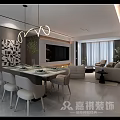 Modern Minimalist Living And Dining Room With Comfortable Furniture And Warm Ambient Lighting Design