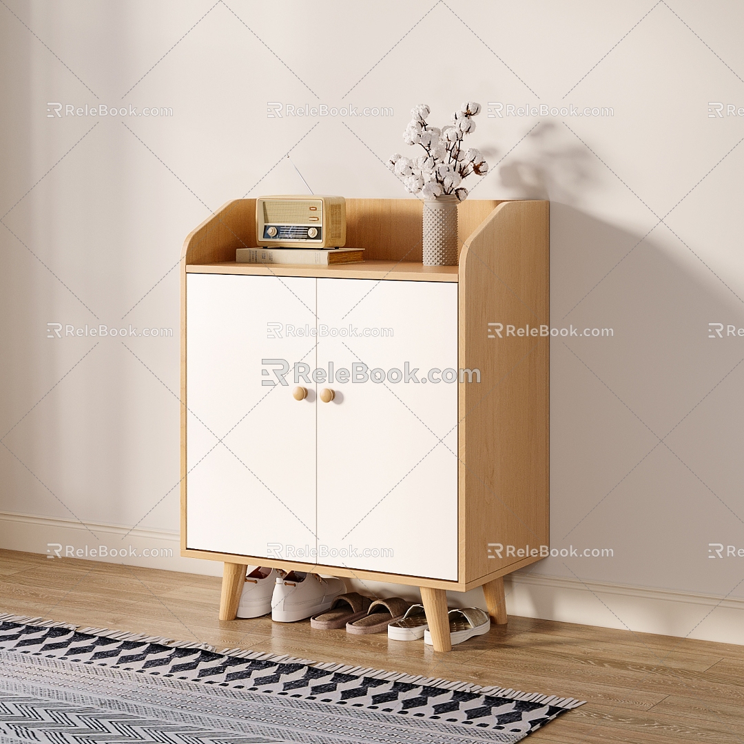 Modern Cream Style Shoe Cabinet Low Shoe Cabinet Finished Shoe Cabinet Ornaments Shoes model