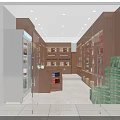 Tobacco and Liquor Store Interior with Wooden Shelves Stocked with Various Cigarettes and Alcohol Bottles
