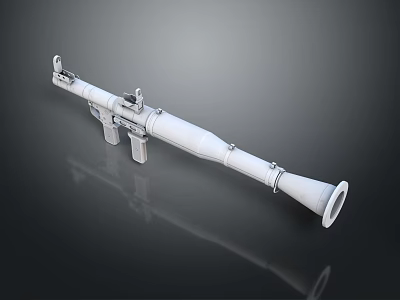 White Long Barrel Rocket Launcher 3D Model With Modern Design And Grip Structure 3d model